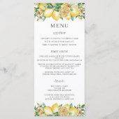 Chique Citroen Bloemen Groen Bruiloft Menu (Voorkant)