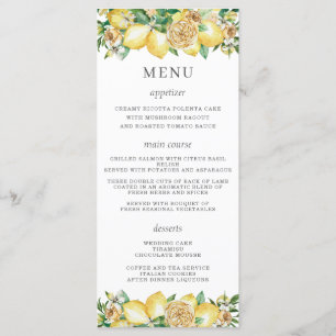 Chique Citroen Bloemen Groen Bruiloft Menu