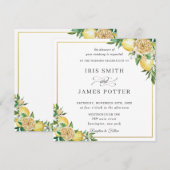 Chique Citroen Bloemen Groen Goud Bruiloft Plein Kaart (Voorkant / Achterkant)