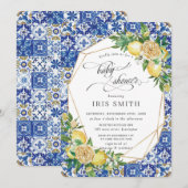 Chique citroen bloemengroen geometrisch Baby showe Kaart (Voorkant / Achterkant)