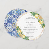 Chique citroen bloemengroen gouden bruiloft kaart (Voorkant / Achterkant)