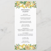 Chique citroen bloemenmediterraan huwelijksprogram programmakaart (Achterkant)