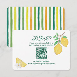 Chique Citroen Citrus Afgeronde QR Code Online Tro RSVP Kaartje