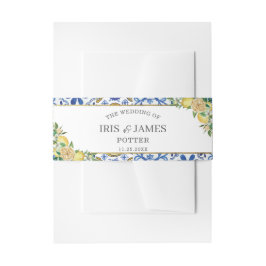 Chique citroen groen bloemengoud bruiloft uitnodigingen wikkel