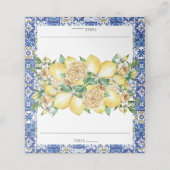 Chique citroen groen bloemenmediterraan bruids plaatskaartje (Buitenkant ongevouwen)
