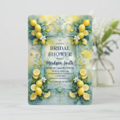 Chique citroen Mediterraanse zomer bruidsdouche Save The Date (Staand voorkant)