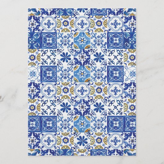 Chique citroenen bloemengroen mozaïek bruiloft men programmakaart (Achterkant)