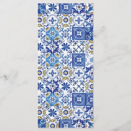 Chique citroenen bloemengroen mozaïek bruiloft men programmakaart (Achterkant)