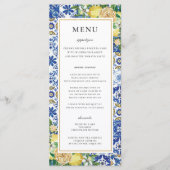Chique citroenen bloemengroen mozaïek bruiloft men programmakaart (Voorkant)