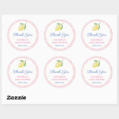 Chique citroenen roze witte baby shower favoriet ronde sticker (Vel)