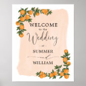 Chique citrus sinaasappel groen wedding bruids wel poster (Voorkant)