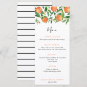 Chique Citrus Sinaasappel Houtskool Vrijgezellenfe Menu (Voorkant / Achterkant)