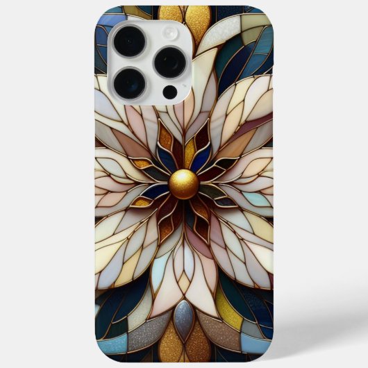 Chique Classic Glas in lood Bloemenkunstpatroon Case-Mate iPhone Case (Achterkant)