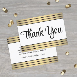 Chique Classic Zwart & Gouden Strepen Elegant Scri Bedankkaart