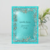 Chique classy luxe turquoise zilver 15e verjaardag kaart (Staand voorkant)