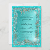 Chique classy luxe turquoise zilver 15e verjaardag kaart (Achterkant)