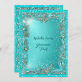 Chique classy luxe turquoise zilver 15e verjaardag kaart (Voorkant / Achterkant)