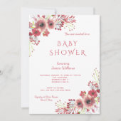 Chique Classy Rood Bloemen Waterverf Baby shower Kaart (Voorkant)