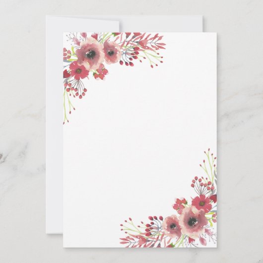 Chique Classy Rood Bloemen Waterverf Baby shower Kaart (Achterkant)