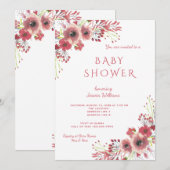 Chique Classy Rood Bloemen Waterverf Baby shower Kaart (Voorkant / Achterkant)