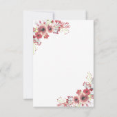 Chique Classy Rood Bloemen Waterverf Baby shower Save The Date (Achterkant)