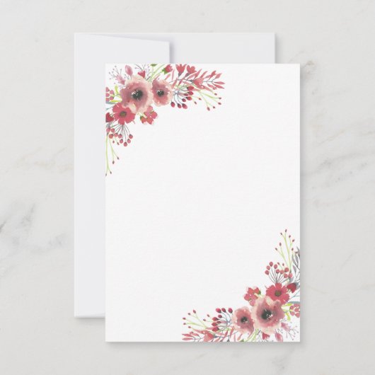 Chique Classy Rood Bloemen Waterverf Baby shower Save The Date (Achterkant)