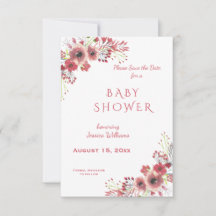 Chique Classy Rood Bloemen Waterverf Baby shower