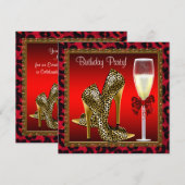 Chique cocktail hooggehakte schoenen Rode luipaard Kaart (Voorkant / Achterkant)