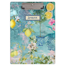 Chique collage blauw turquoise Siciliaanse citrus 