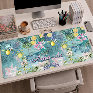 Chique Collage Blauwe Turquoise Siciliaanse Citrus Bureaumat