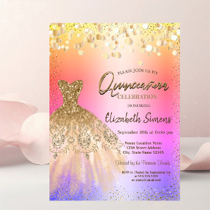 Chique confettistippen, chique jurk Quinceañera  Kaart