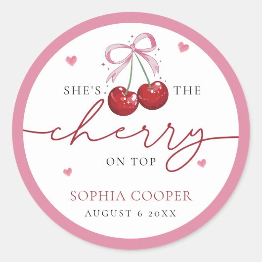 Chique Coquette Kers op de Bruiloft Bruidsfeestje Ronde Sticker (Voorkant)