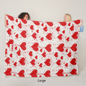 Chique coquette rode harten en wervelingen monogra fleece deken