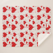 Chique coquette rode harten en wervelingen monogra sherpa deken (Voorkant (horizontaal))