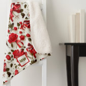 Chique coquette rode rozen en bogen monogram sherpa deken