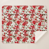 Chique coquette rode rozen en bogen monogram sherpa deken (Voorkant (horizontaal))