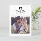 Chique Coquette Strik met Foto | Trouwen Bedankkaart (Staand voorkant)