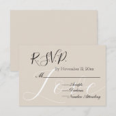 Chique Cream Beige Wit Liefde RSVP Informatiekaartje (Voorkant / Achterkant)