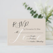 Chique Cream Beige Wit Liefde RSVP Informatiekaartje (Staand voorkant)