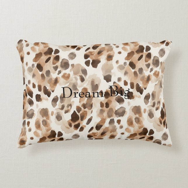 Chique Cream Bruin Leopard Dierenprint Accent Kussen (Voorkant)