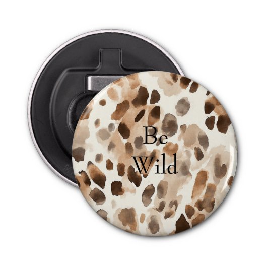 Chique Cream Bruin Leopard Dierenprint Button Flesopener (Voorkant)