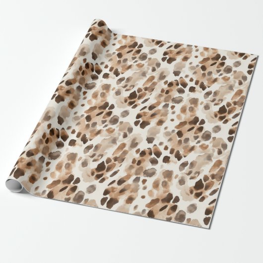 Chique Cream Bruin Leopard Dierenprint Cadeaupapier (Uitgerold)