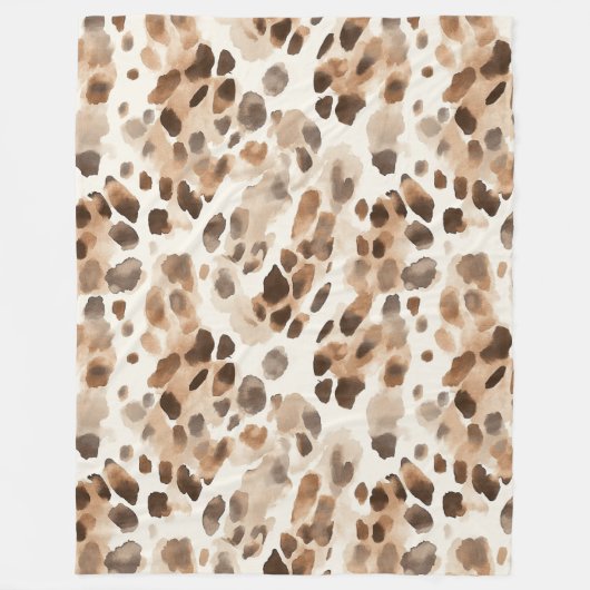 Chique Cream Bruin Leopard Dierenprint Fleece Deken (Voorkant)