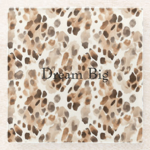 Chique Cream Bruin Leopard Dierenprint Glazen Onderzetter