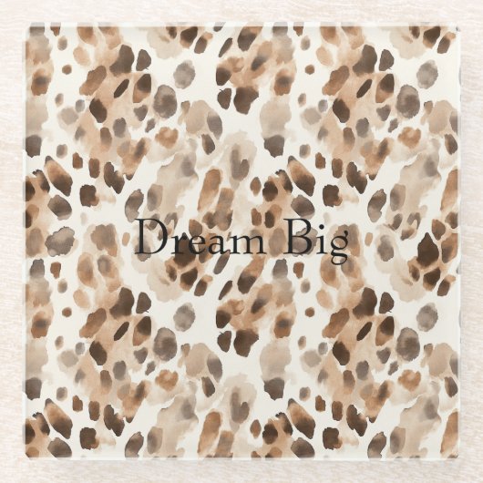Chique Cream Bruin Leopard Dierenprint Glazen Onderzetter (Voorkant)
