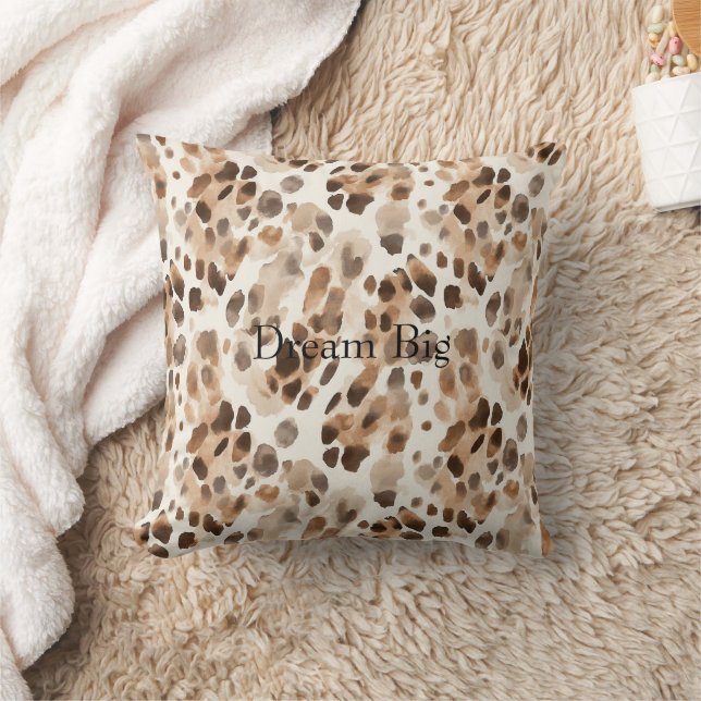 Chique Cream Bruin Leopard Dierenprint Kussen (Deken)