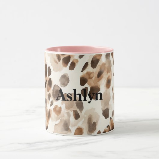 Chique Cream Bruin Leopard Dierenprint Mok (Midden)