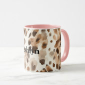 Chique Cream Bruin Leopard Dierenprint Mok (Voorkant rechts)