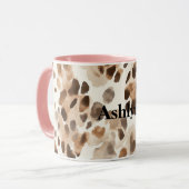 Chique Cream Bruin Leopard Dierenprint Mok (Voorkant links)