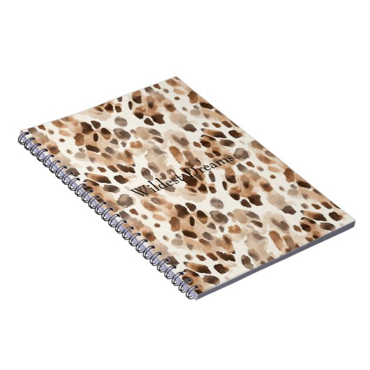 Chique Cream Bruin Leopard Dierenprint Notitieboek (Rechterzijde)